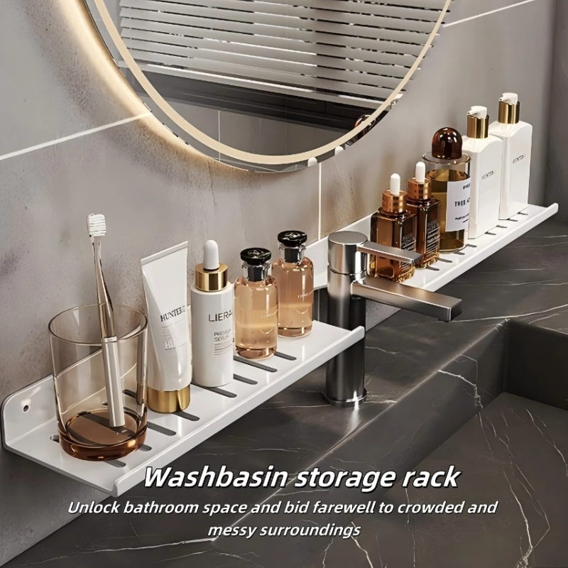 Kitchen Bathroom Mirror Front Storage Rack No punching U-shaped Wall ...