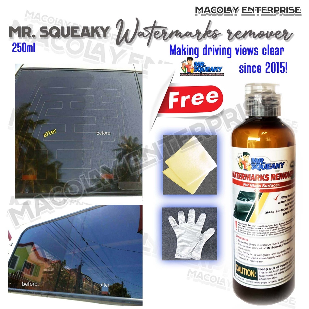 Mr. Squeaky Watermarks & Acid Rain Remover 250ml, since 2015 Macolay ...