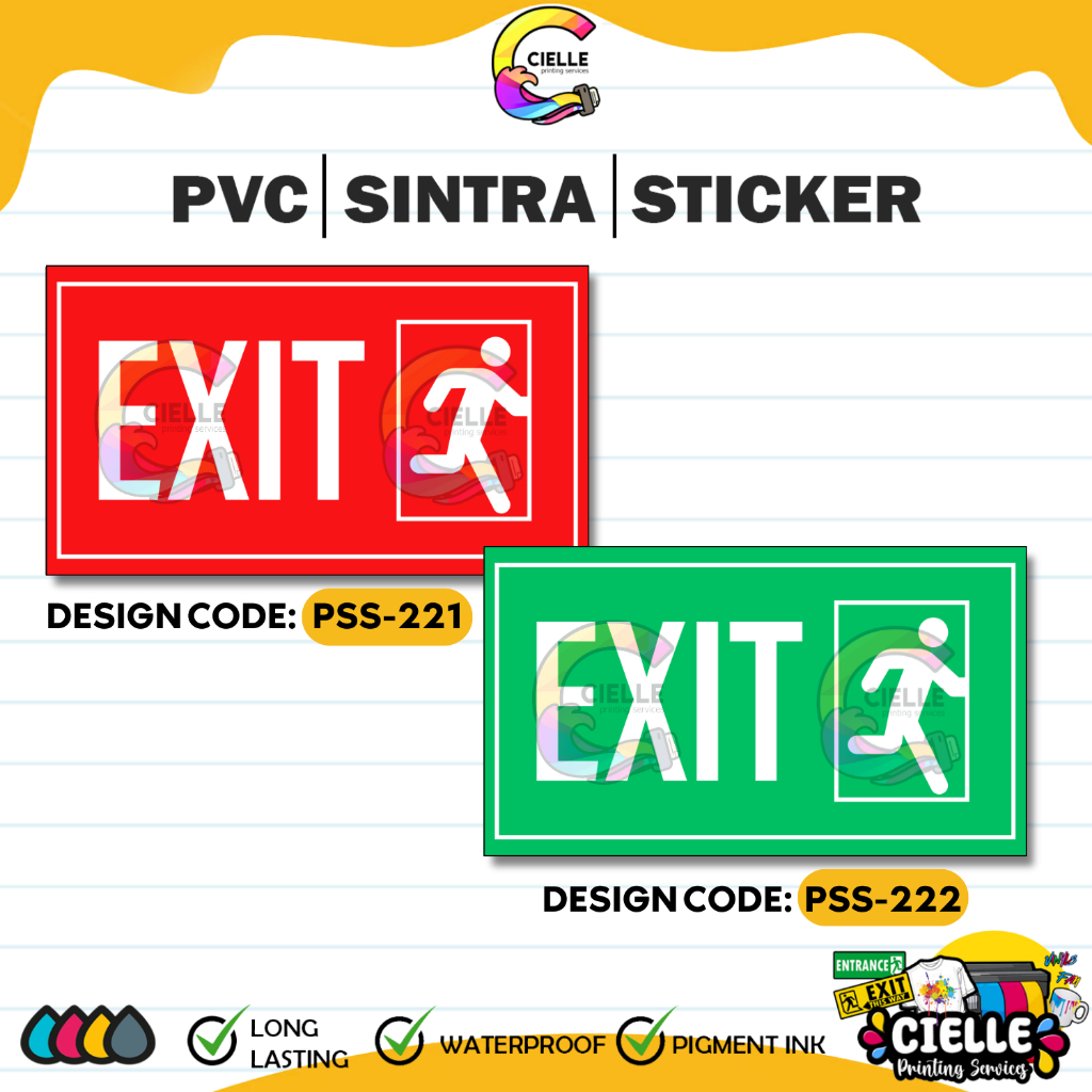 PVC │ SINTRA │ STICKER SIGNAGES (PSS-221&PSS-222) - EXIT SIGNAGE for ...