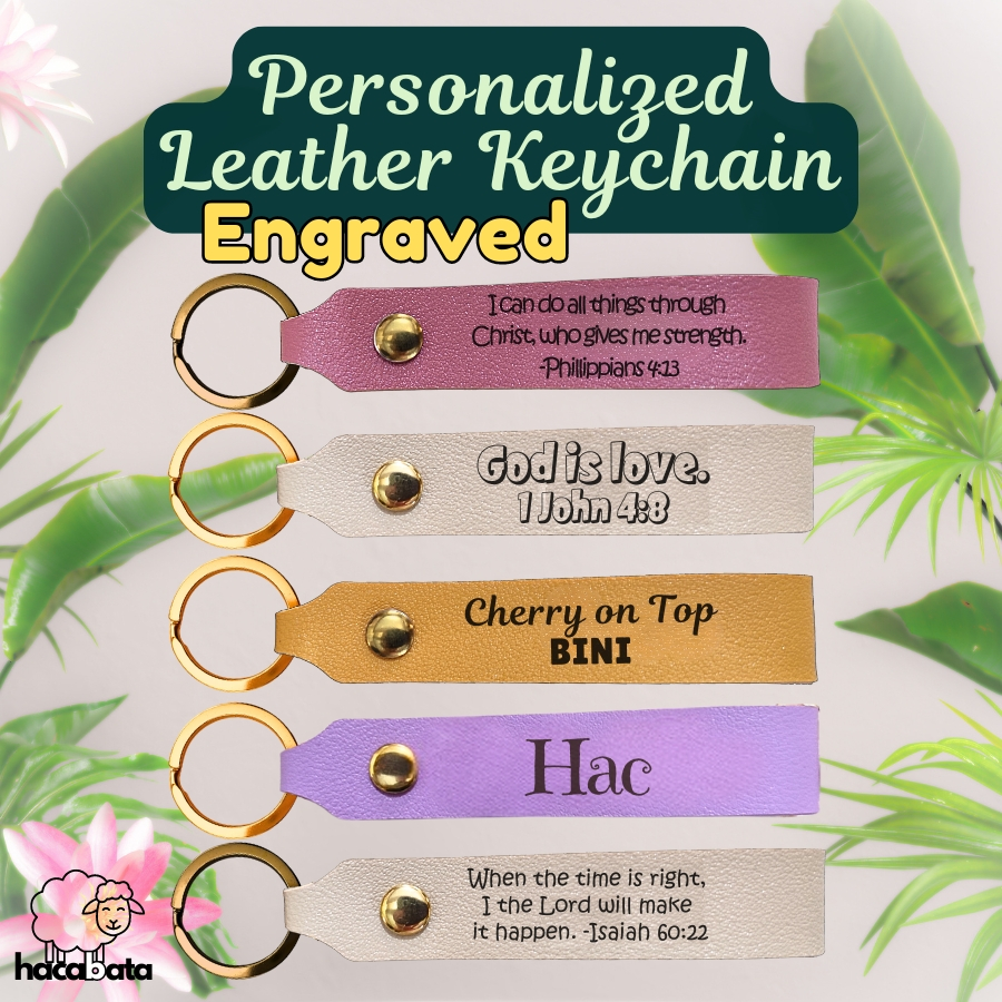 HACABATA_Leather Keychain/Keyholder PERSONALIZED-Design 2(ENGRAVED-Gift ...