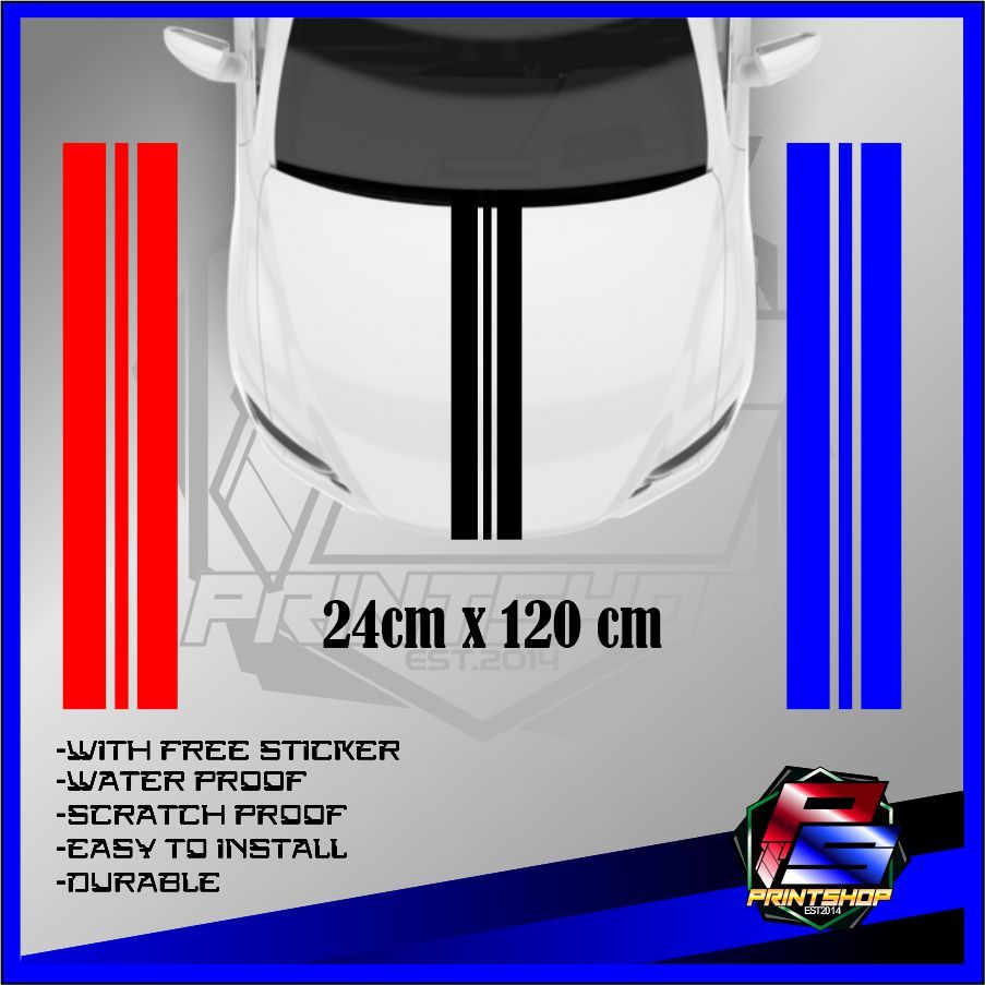 NEW Hood Car Sticker Personalized Stripe Stickers Auto Modified Body ...