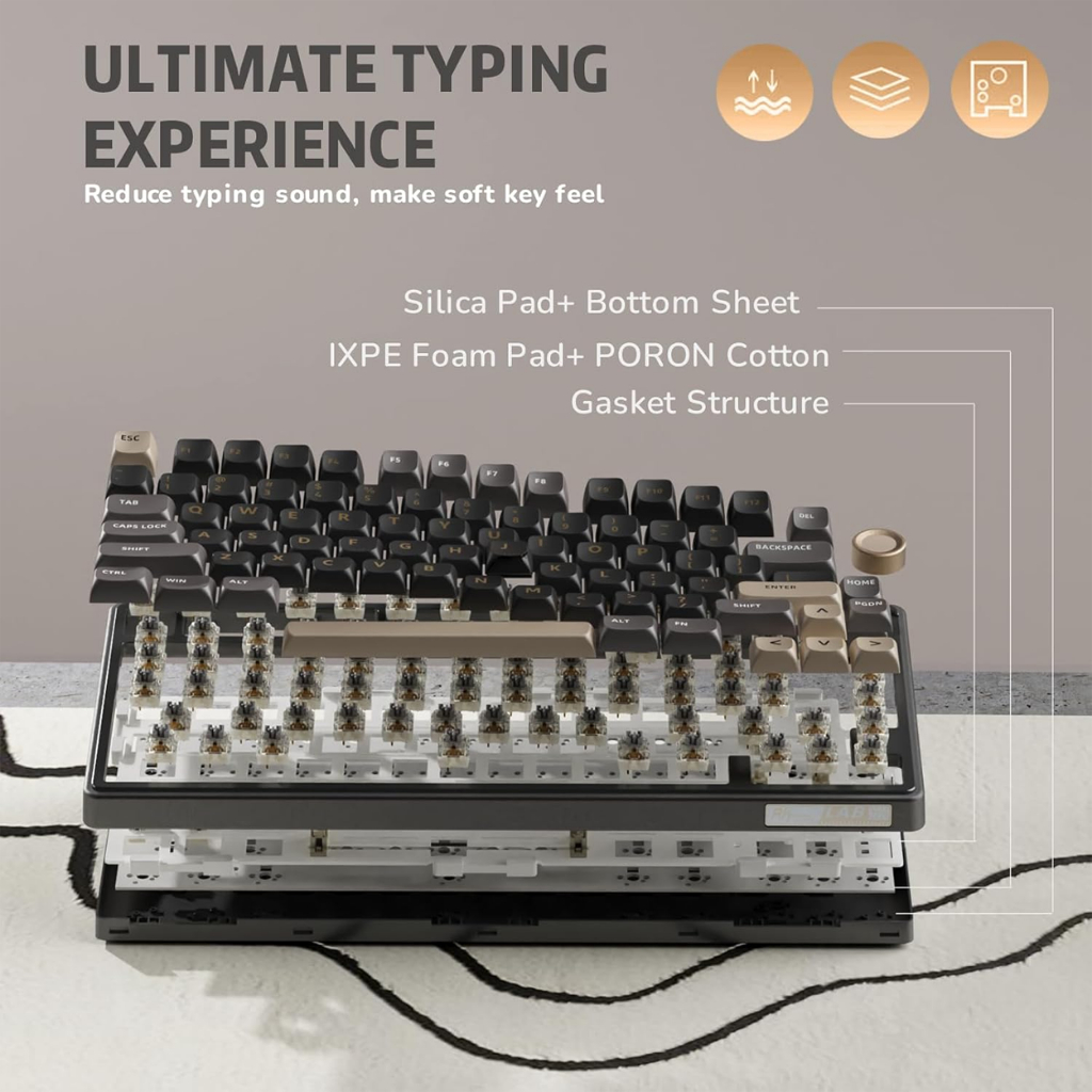 Royal Kludge RK R75 Mechanical Keyboard 75% TKL with Volume Knob Gasket ...