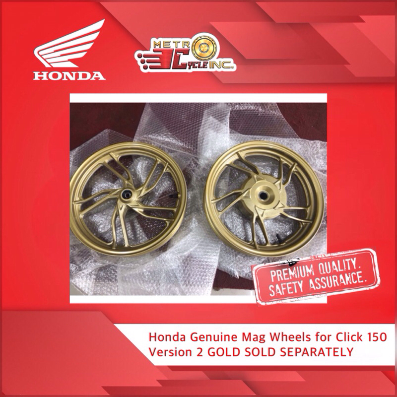 Honde Genuine Mag Wheels for Click 150 Version 2 GOLD SOLD SEPARATELY ...