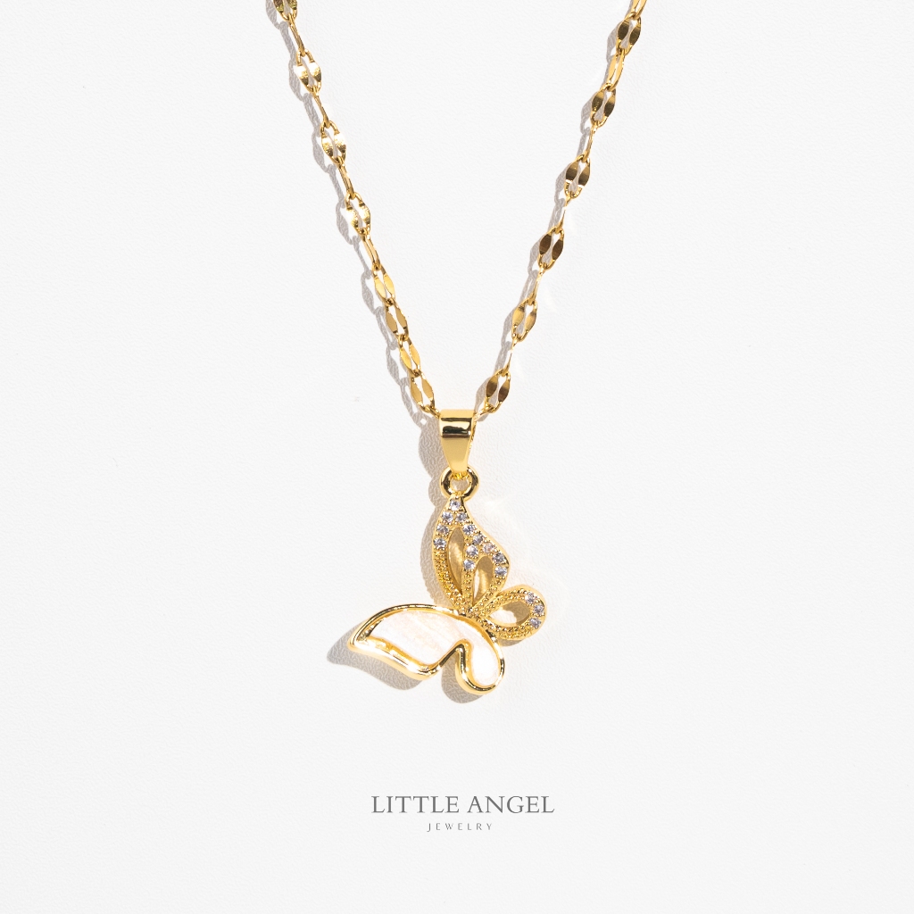 LAJ- Elegant Butterfly with Dancing Chain Minimalist Stainless Steel ...