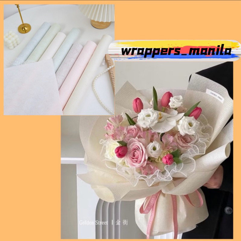 15pcs Embossed Non-Woven Whipped Cream Solid Wrappers Flower Bouquet ...
