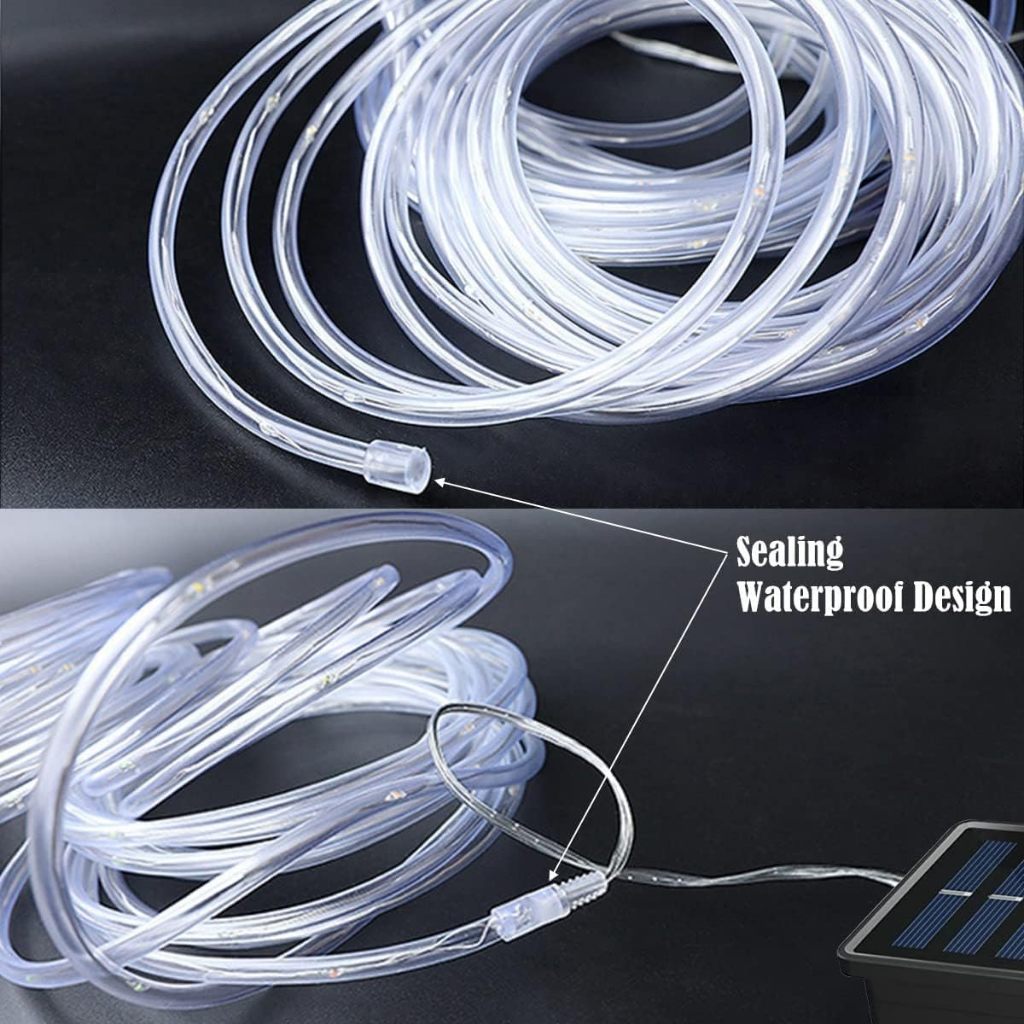12/7m LED Solar Powered Rope Strip Lights Waterproof Tube Rope Garland ...