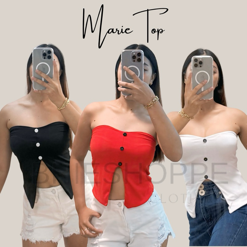 MARIE BUTTON TOP ( Double lining front ) | Shopee Philippines