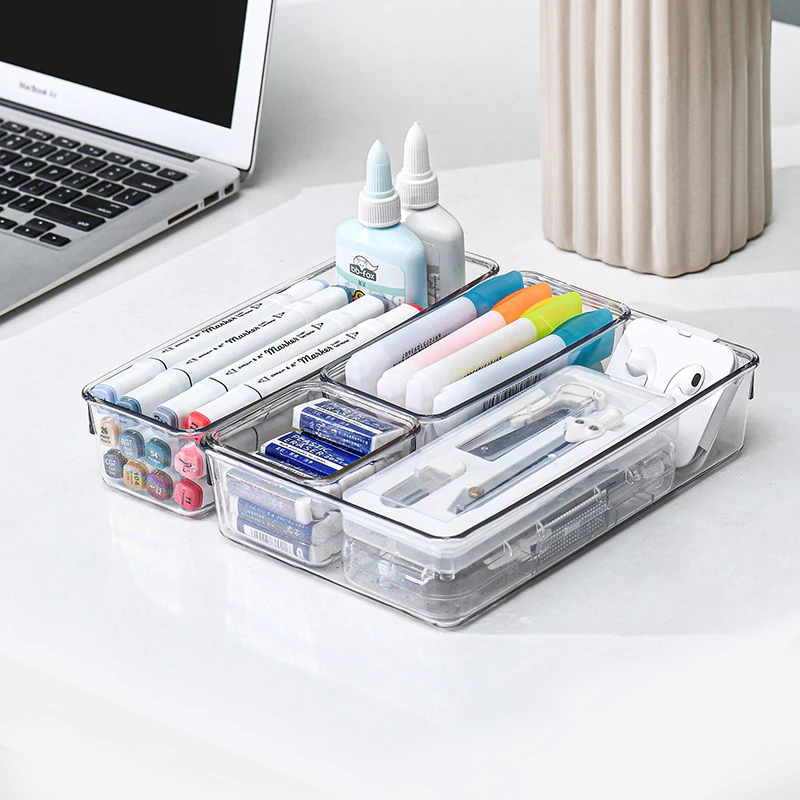 Transparent Drawer Organizer Kitchen Storage Box Desk Trays Container ...