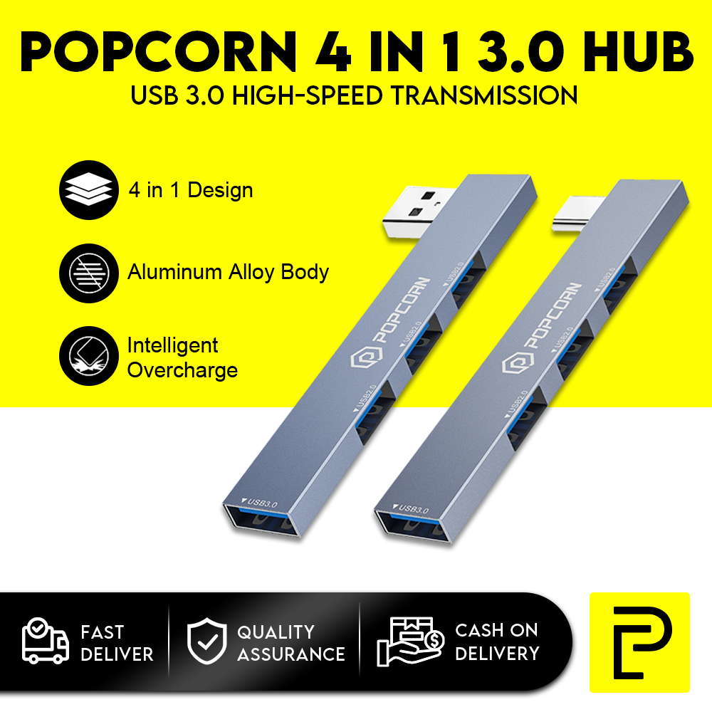 Popcorn 4 In 1 Splitter 3.0 Hub 4 Ports High Speed Adapter Multi ...