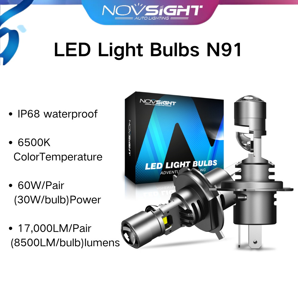 Novsight N91 60W /pair 17000LM high/low beam high beam LED headlight ...