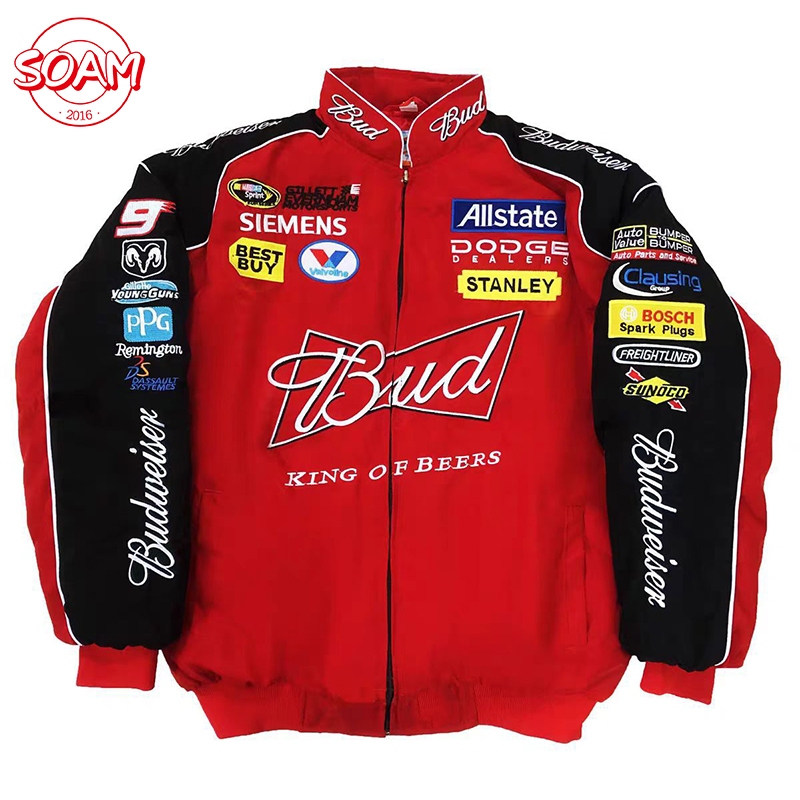 SOAM Racing Bomber Jacket High Quality Black Embroidery Retro Motor ...