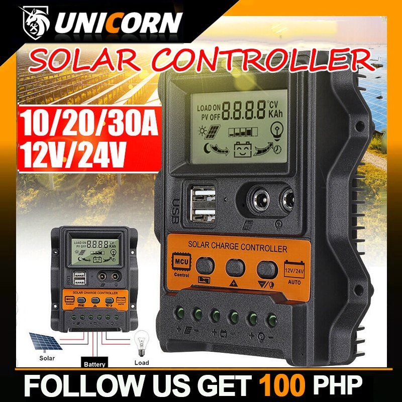 LCD Display 12V/24V DC Input Solar Charge Controller Auto Parameter ...