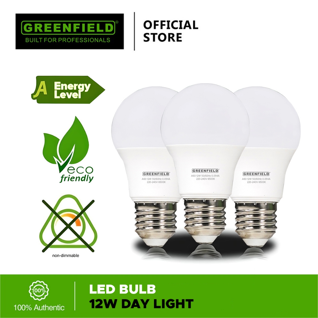 Greenfield LED Bulb 12W Daylight 3 pcs | Shopee Philippines