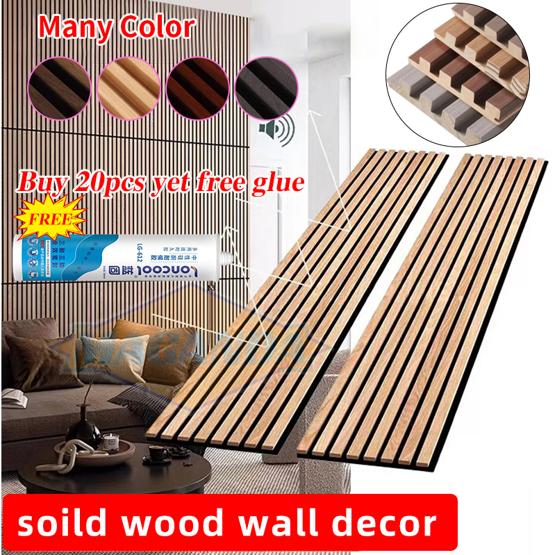 【FREE GLUE】PVC Background Panel Board Sticker Solid Wood Wallpaper ...