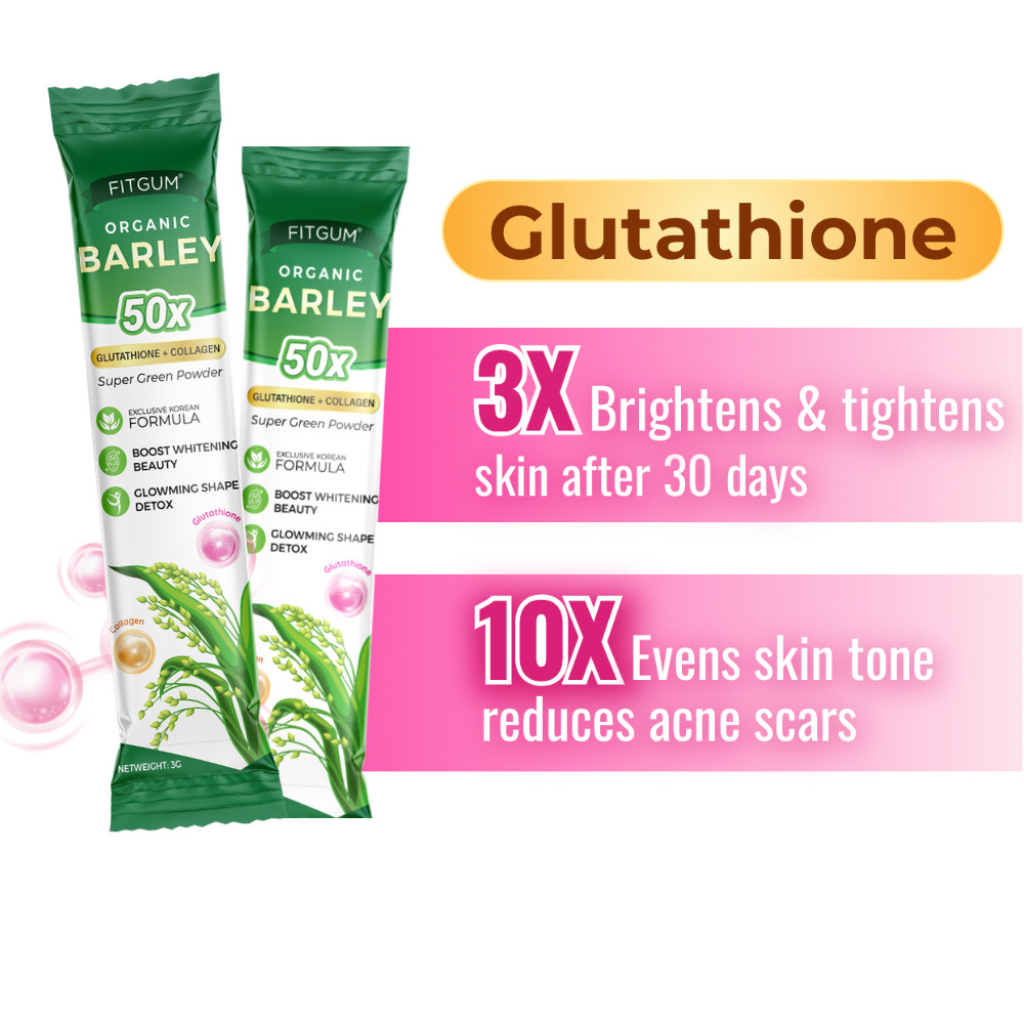 fitgum organic barley 50x glutathione Fitgum Organic Barley 50X Super Green Powder With Glutathione and Collagen  Natural Barely Juice Mix Wellness Drink main image 1
