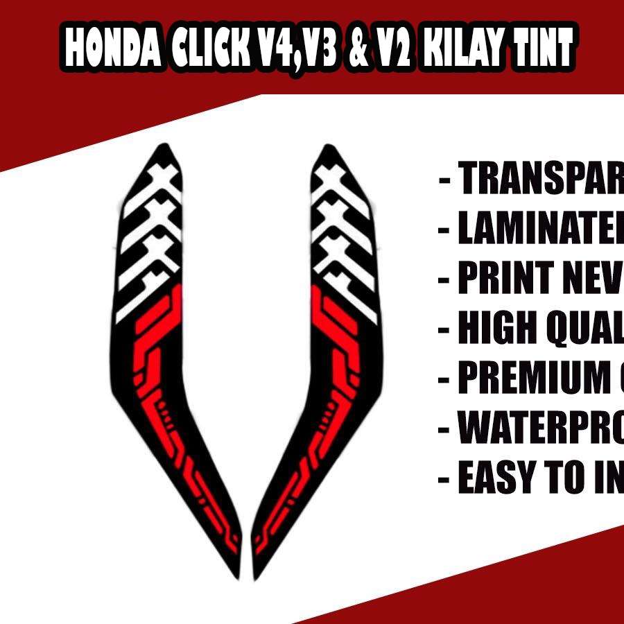 HONDA CLICK V4, V3, and V2 KILAY TINT CROSS DESIGN /HONDA CLICK DECALS ...