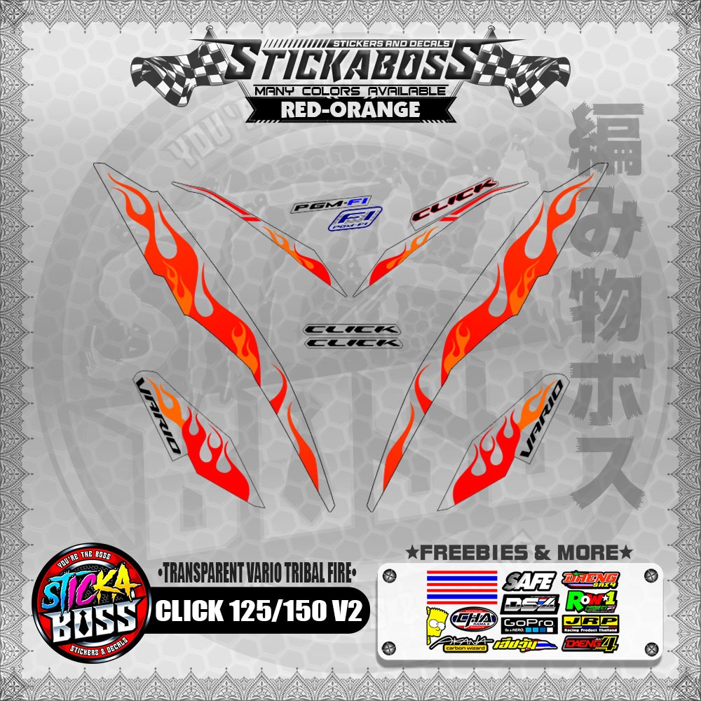 【PREMIUM UV PRINT】TRANSPARENT CLICK 125 / 150 V2 DECALS ( VARIO TRIBAL ...