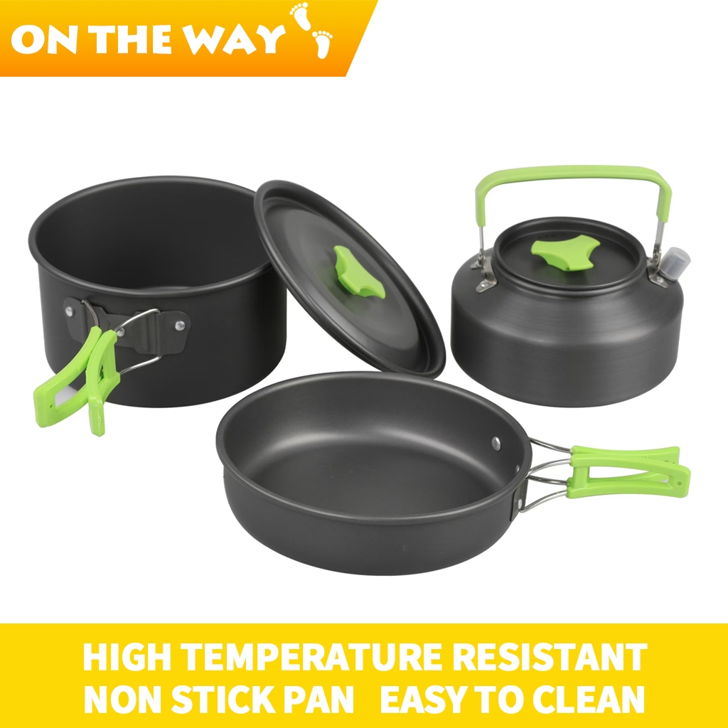 10 PCS Camping Cooking Set Portable Pot Camping Cookware Kit Outdoor ...
