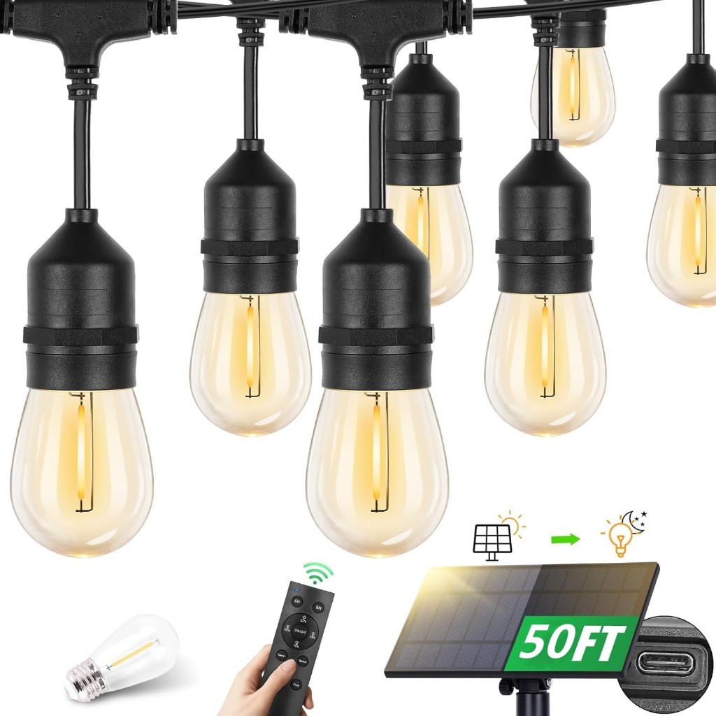 20M/15M Solar Waterproof String Light LED Edison Bulb For Backyard ...