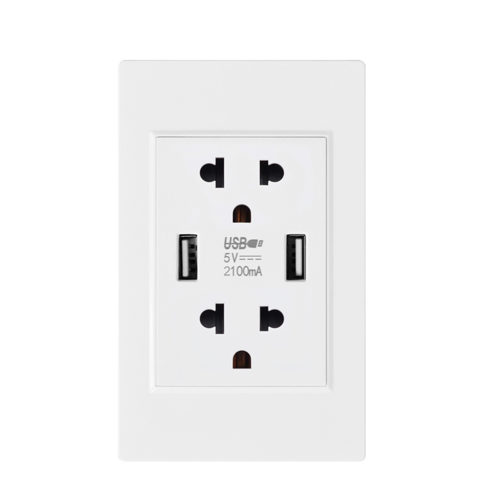 Usb socket wall socket 3 pin socket white socket,118*72mm plastic panel ...