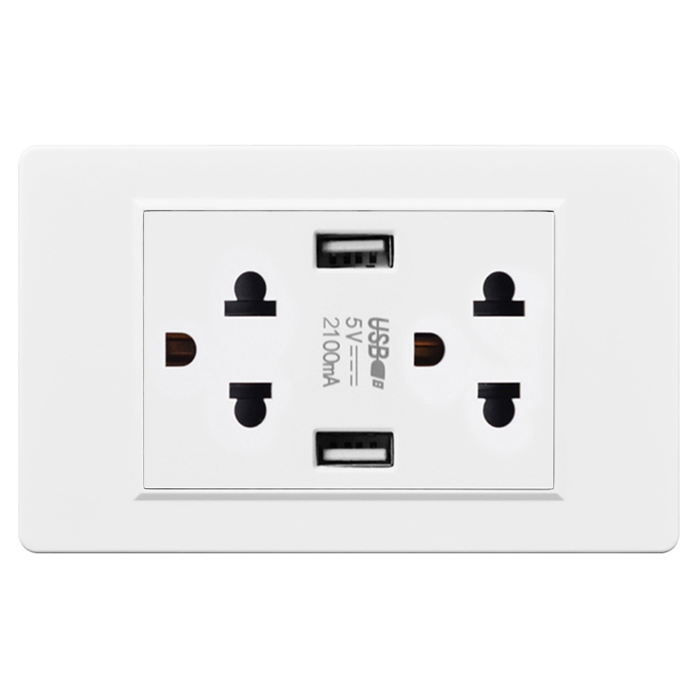 Usb socket wall socket 3 pin socket white socket,118*72mm plastic panel ...