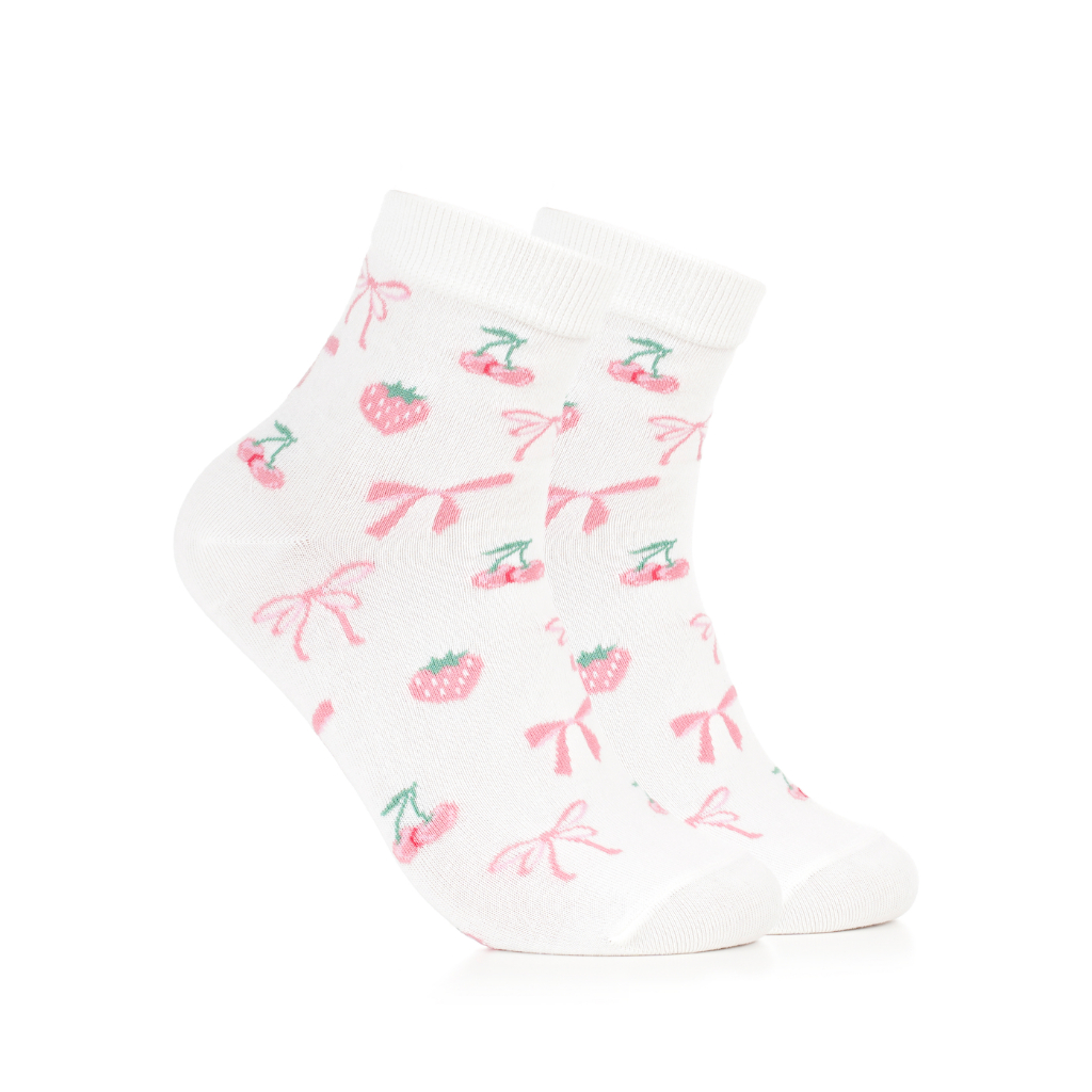 Iconic Socks Women Coquette Ribbons and Cherry Pattern Mid Length ...