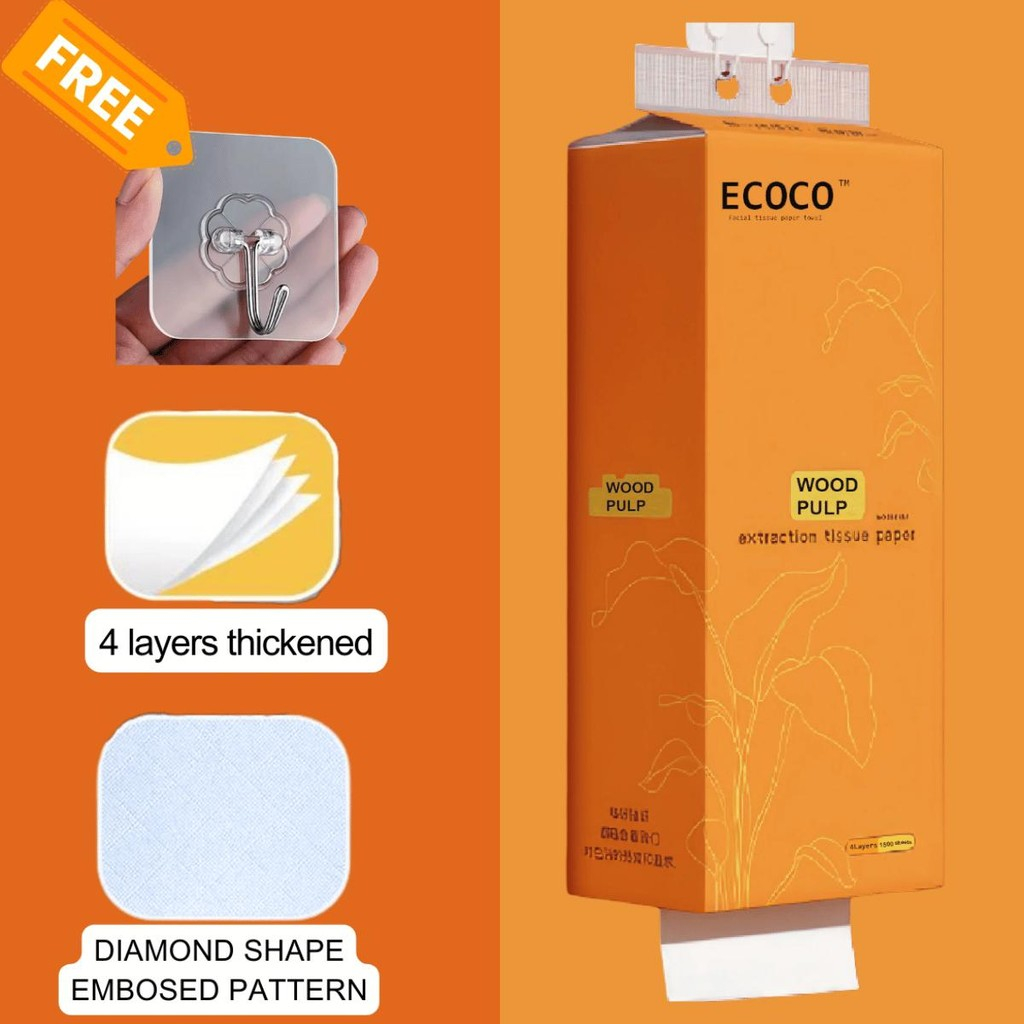 Hanging ECOCO Native Wood Pulp Extractable Facial Tissue | Shopee ...