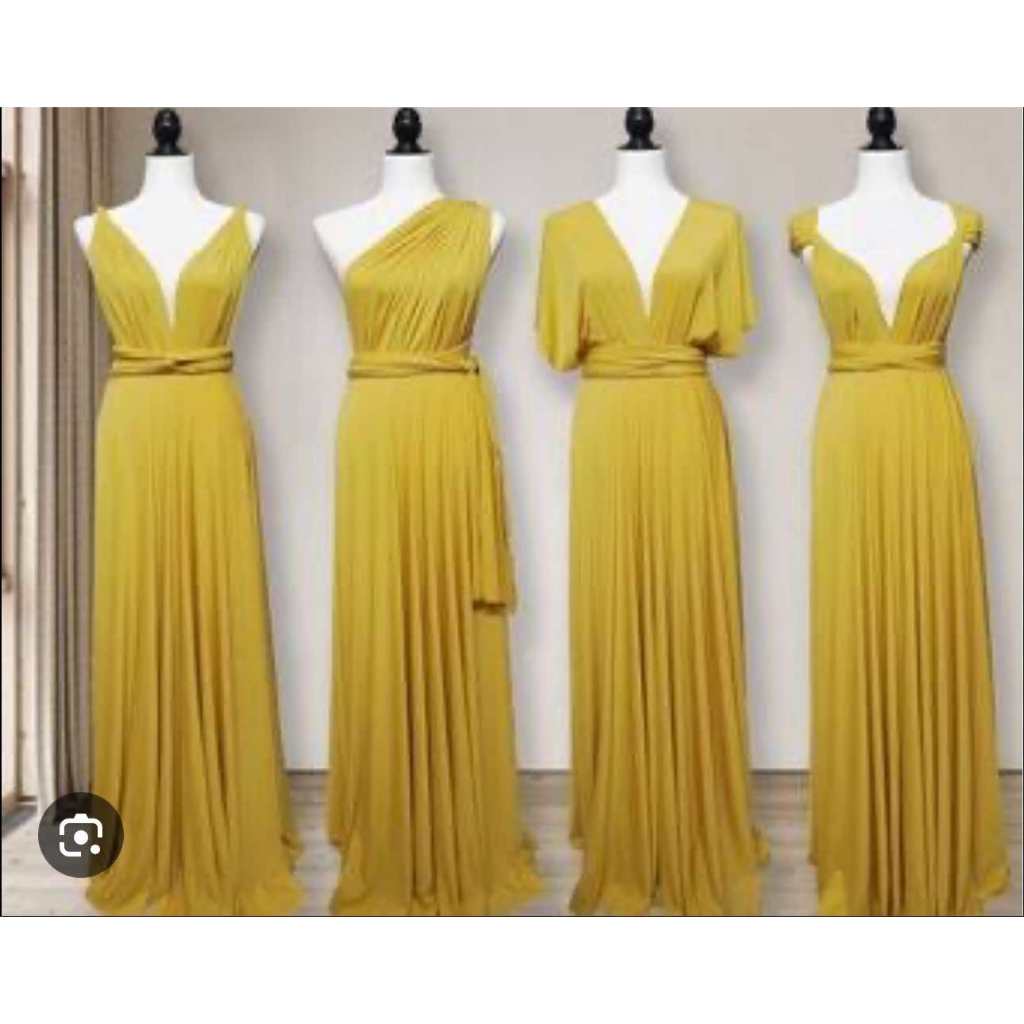 gold lace maxi dress Convertible Infinity Bridesmaid Dress with Pockets
