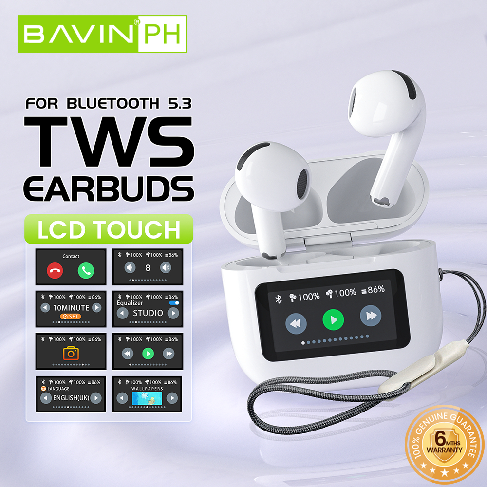 BAVIN BA82 Smart Wireless Earphones LCD Touch Screen w/ Long Battery BT  Earbuds HiFi Sound Quality
