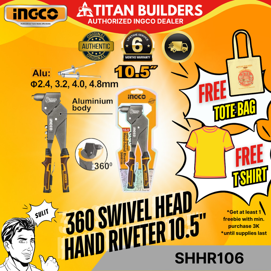 Ingco by Titan 360 Swivel Head Hand Riveter 10.5