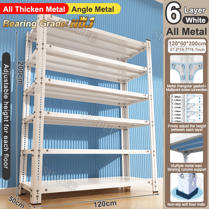 6 Layer Steel Rack Heavy Duty Metal Rack Boltless Shelf Organizer ...