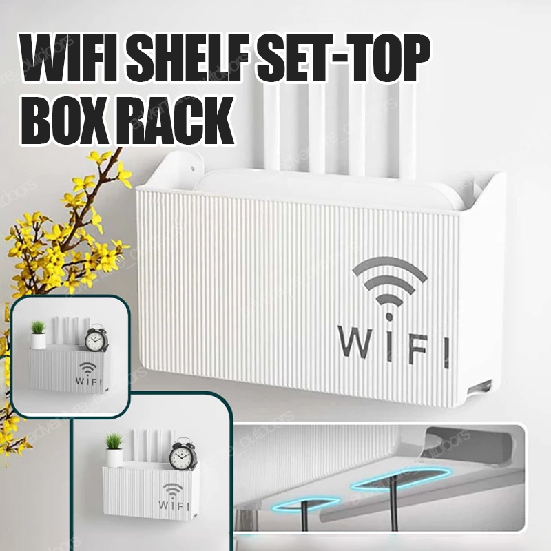 Wifi Shelf Set-top Box Rack TV Router Bracket Storage Box Wall-mounted ...