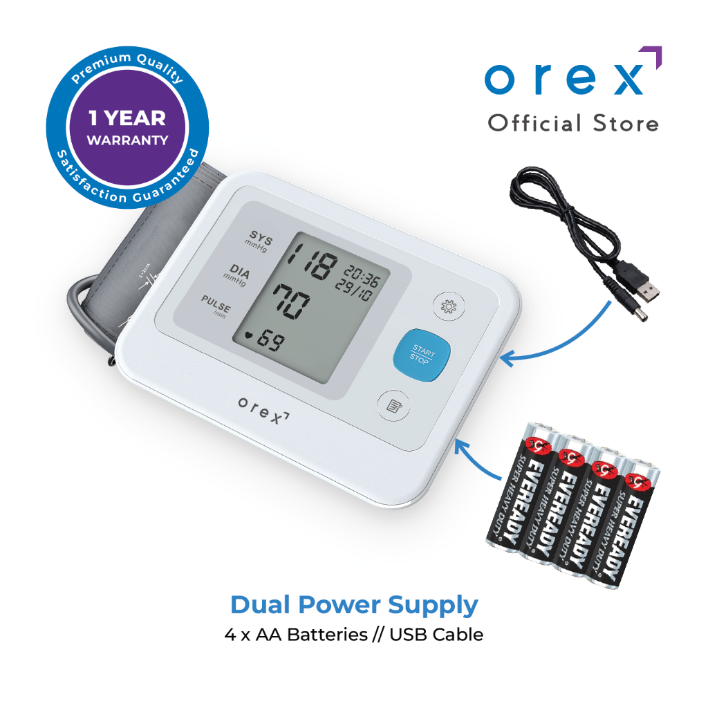 OREX Automatic Digital Blood Pressure Monitor OBPA-002 w/ 1 Year ...