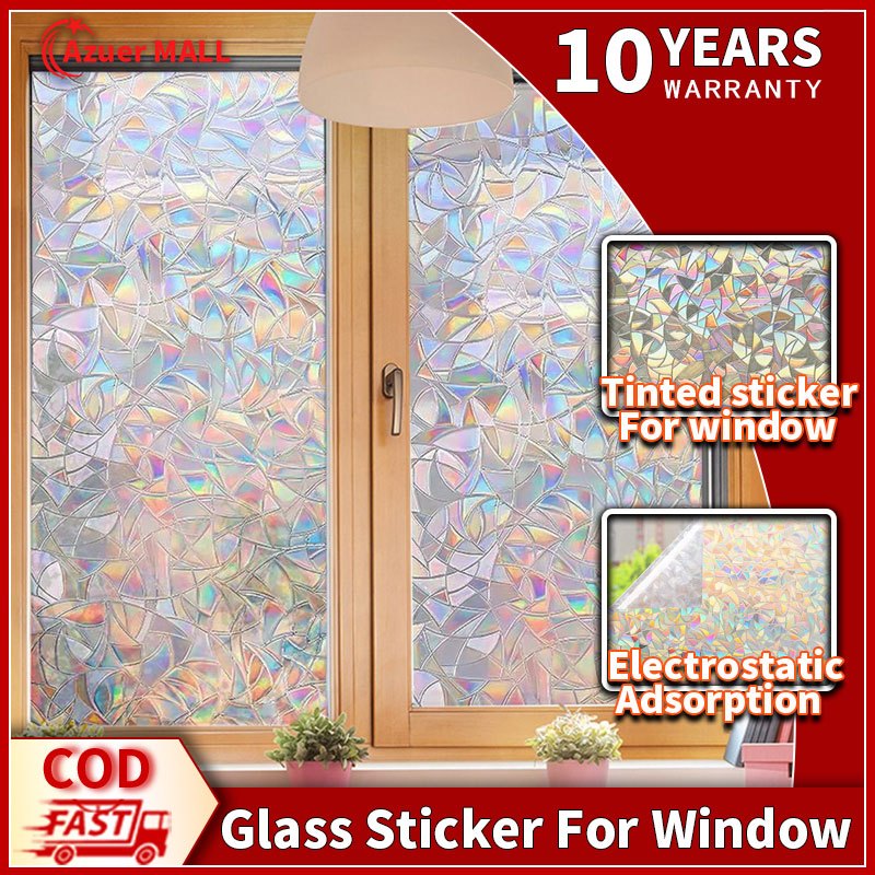 Azuer Rainbow Window Sticker Privacy Film Static Cling Tinted Window ...