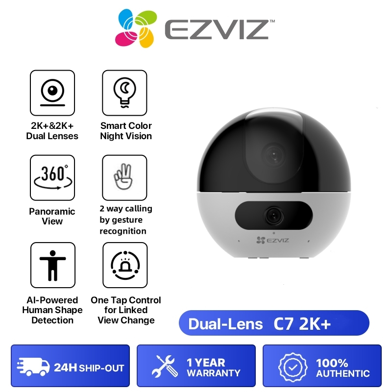 EZVIZ C7 Dual Lens 4MP+4MP Indoor Security Camera CCTV 2Way Calling By ...