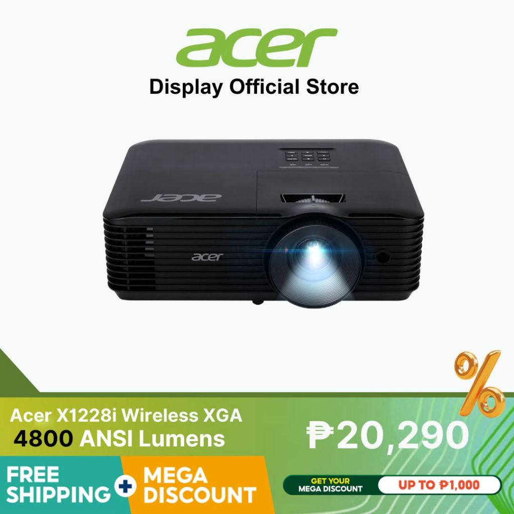 Acer X1228i Wireless XGA 1024x768 4800 ANSI Lumens Standard Projector ...