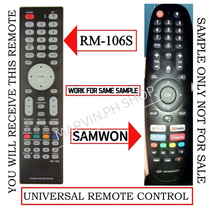ready to use Universal remote control for SAMWON smart tv remote na ...