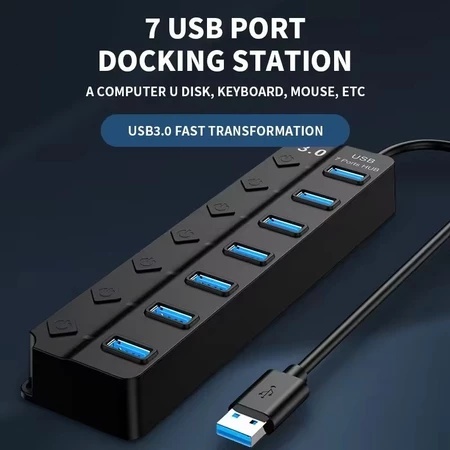 4 ports/7 Ports USB Hub 3.0 5GBPS High Speed With Switch USB Hub for ...