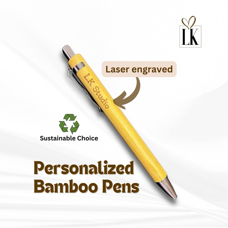 Personalized Bamboo Pen (Laser Engraved) by LK Studio | Shopee Philippines