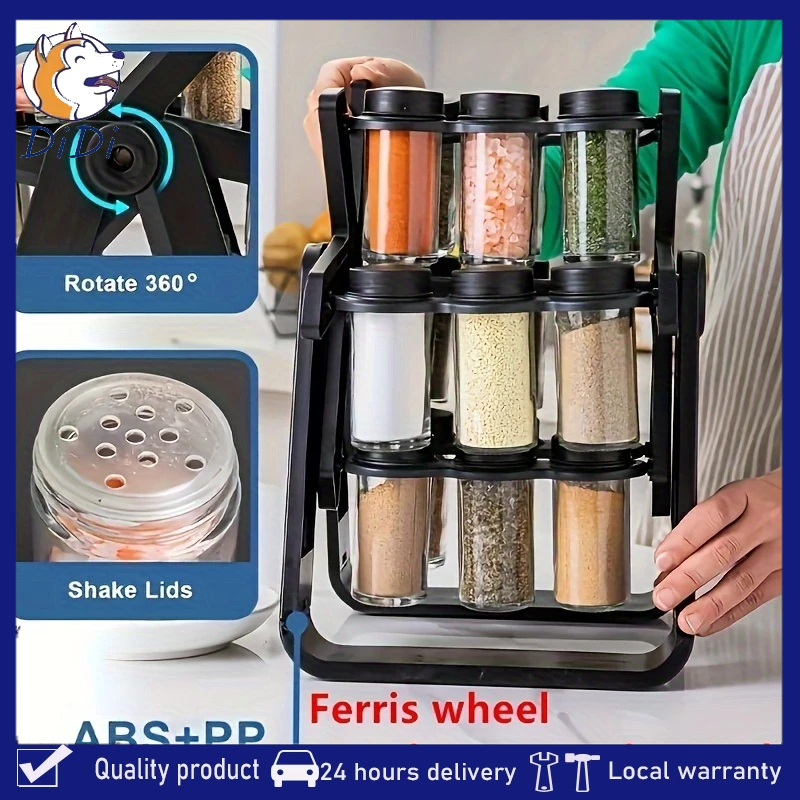 Spice Rack for 18 Pots 360° Rotating Ferris Wheel Rotating Spice Rack ...