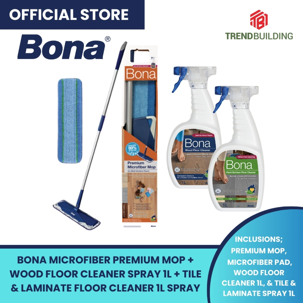 Bona Microfiber Premium Mop, Wood Floor Cleaner and Hard-Surface Floor ...