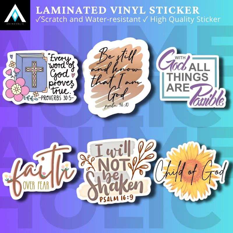 BIBLE WORDS STICKERS AND MORE, LAMINATED VINYL STICKERS ANIMEHOLIC ...