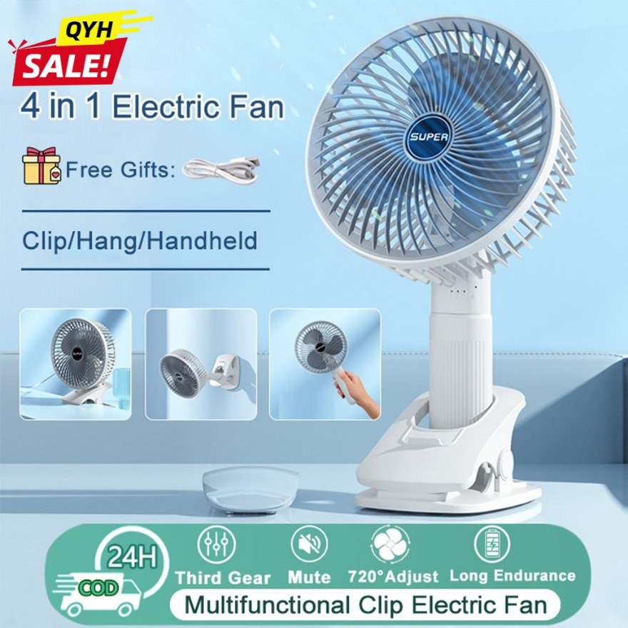 2704 Mini Fan Rechargeable Clip Multifunctional Handheld USB Portable ...