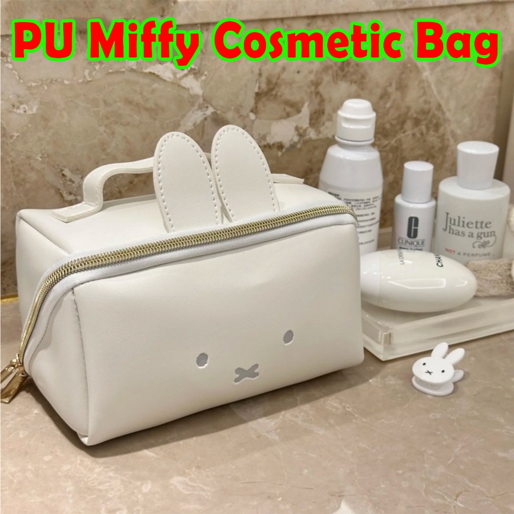 Portable PU Miffy Cosmetic Bag LargeCapacity Makeup Organizer