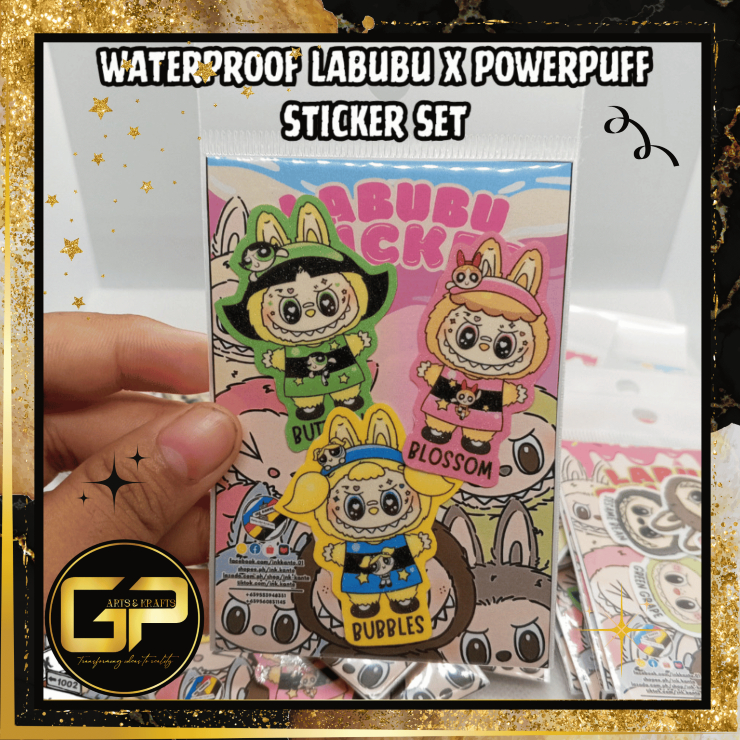 Labubu x Powerpuff Girls Waterproof Vinyl Sticker [ per piece ...