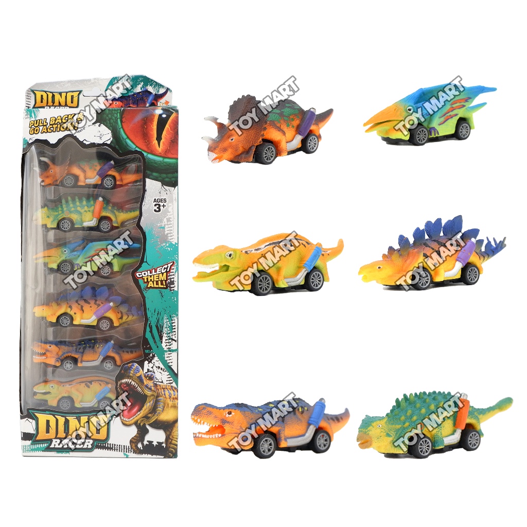 Dino Racers Pull-Back Cars Dinosaur-Themed Toy Vehicle Set | Shopee ...