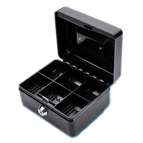 Mini 6inch Metal Cash Box with Money Tray and Lock Money Box with Cash ...