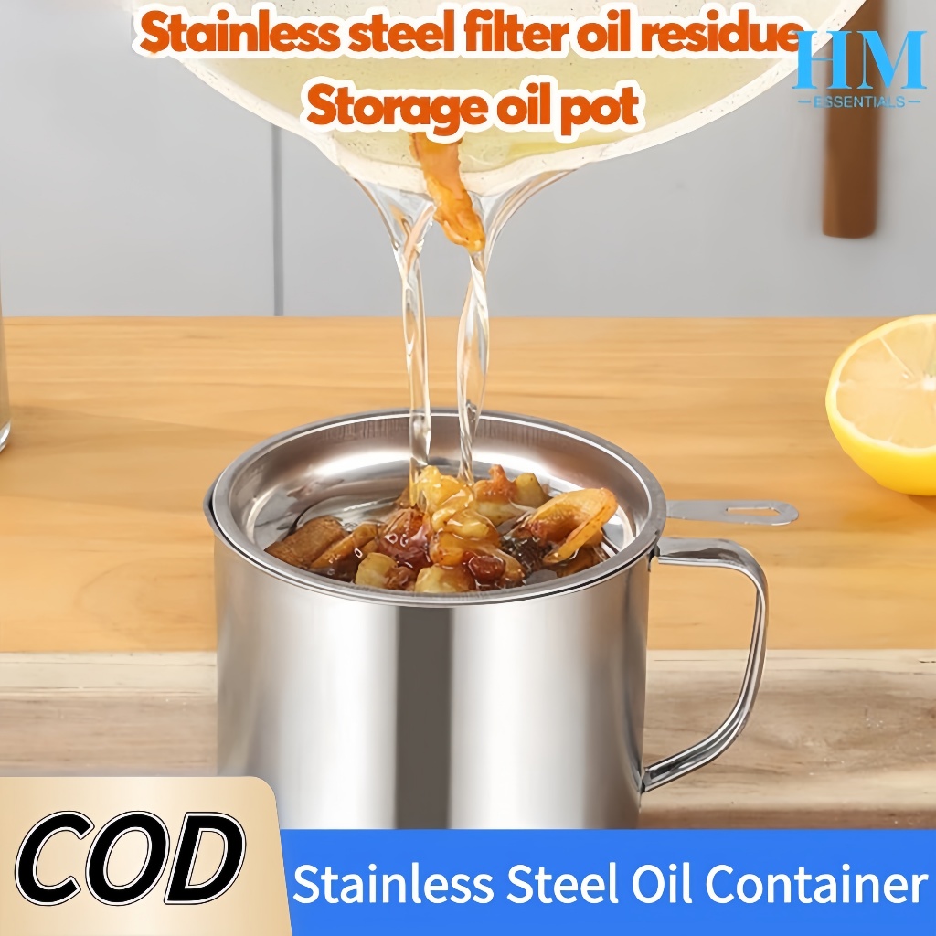 304 Stainless Steel Oil Container Household Oil Strainer Container with ...
