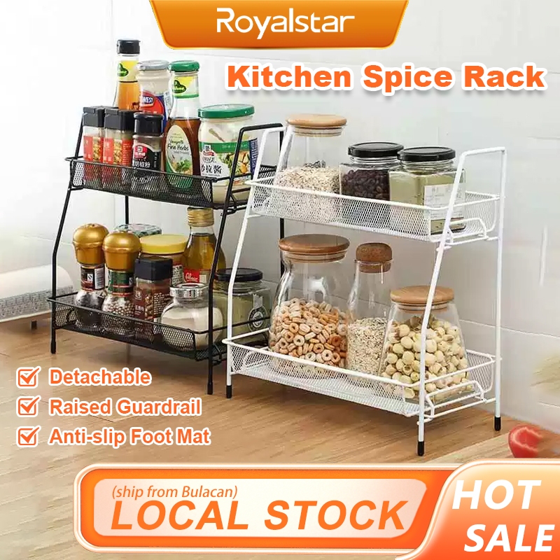 𝗦𝗔𝗙𝗘 𝗗𝗘𝗟𝗜𝗩𝗘𝗥𝗬 Desktop Double Layer Storage Rack Kitchen Spice Rack ...