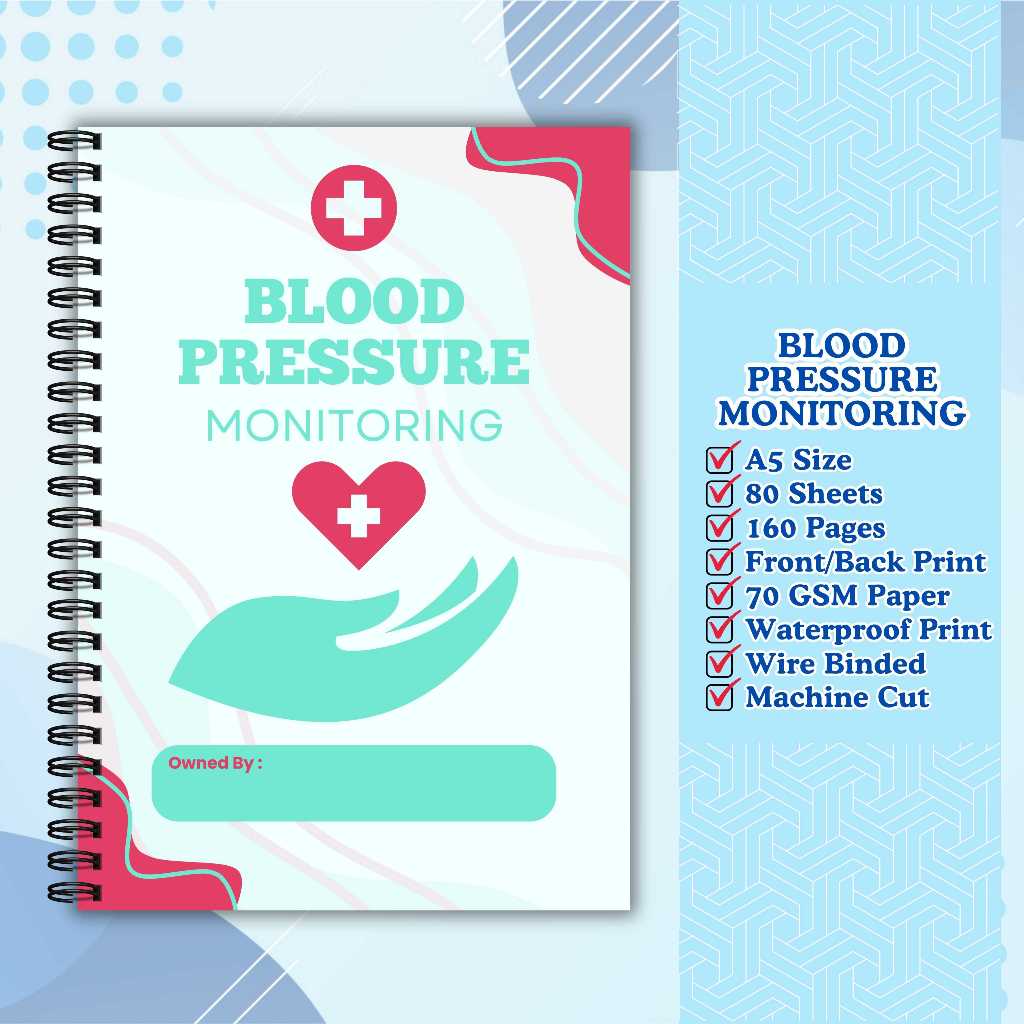 A5 Blood Pressure Monitoring Booklet Notebook | Shopee Philippines